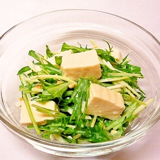 塩麹豆腐と水菜とカシューナッツのヨーグルトサラダ